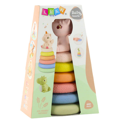 Senzorická pyramida jednorožec – měkká gumová hračka ECO