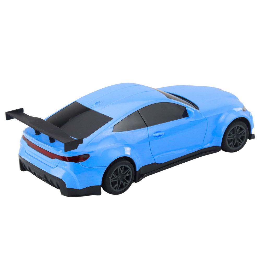 Elektrické závodní auto na dálkové ovládání s nabíjecí stanicí – modré