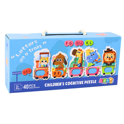 Vzdělávací puzzle Abecední vlak se zvířátky – 40 dílků