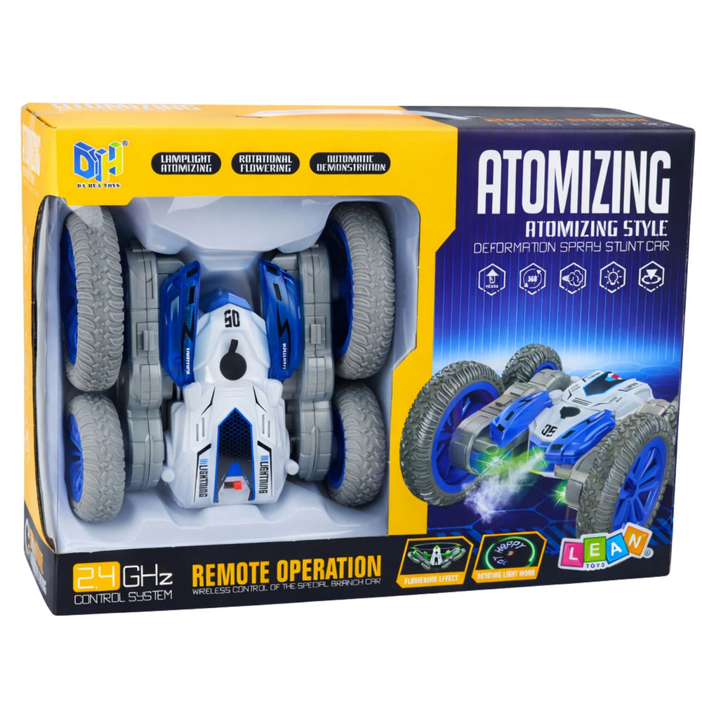 RC kaskadérské auto s driftem, světly a párou – modré