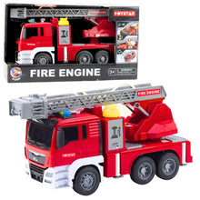 Hasičské auto s výsuvným žebříkem a stříkáním vody – se světly a zvuky