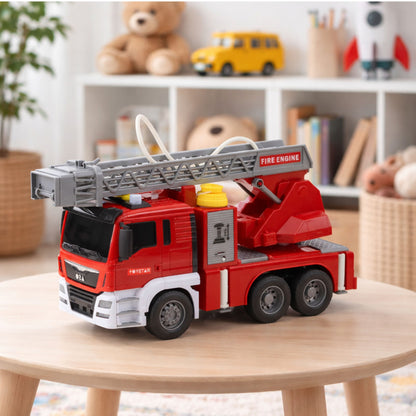 Hasičské auto s výsuvným žebříkem a stříkáním vody – se světly a zvuky