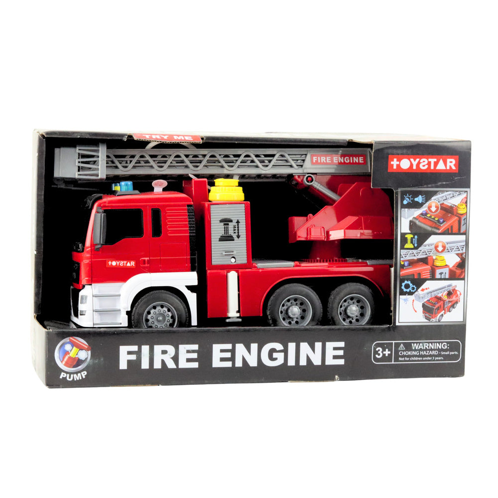 Hasičské auto s výsuvným žebříkem a stříkáním vody – se světly a zvuky