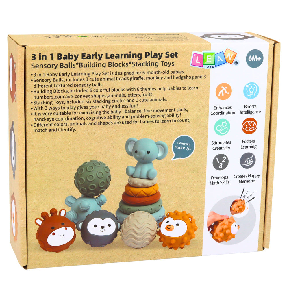 Senzorická sada 3v1 pro miminka – kostky, míčky, věž