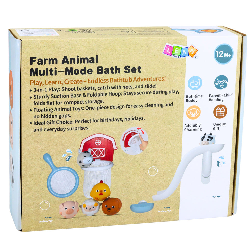 Hračky do vany Farma se skluzavkou a košíkem – 10 dílů