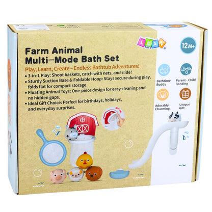 Hračky do vany Farma se skluzavkou a košíkem – 10 dílů