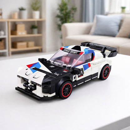 Stavebnice 2v1 sportovní auto a robot – 320 dílků