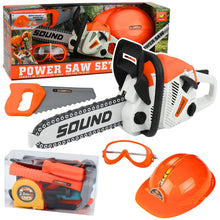 Dětská motorová pila s helmou a brýlemi – sada nářadí se zvuky