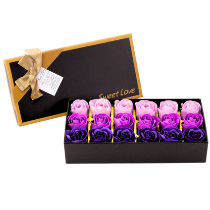 Flower Box s 18 vonícími dekorativními růžemi – fialová