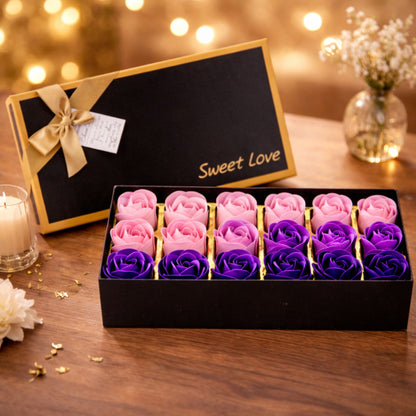 Flower Box s 18 vonícími dekorativními růžemi – fialová