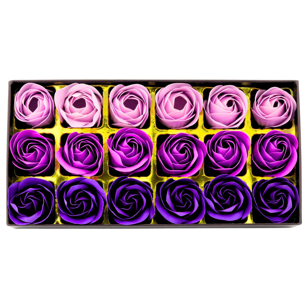 Flower Box s 18 vonícími dekorativními růžemi – fialová
