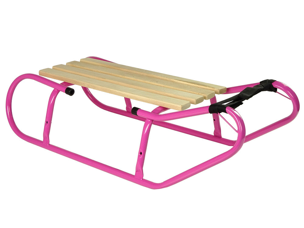 Metal Sled with Backrest Strap Pink