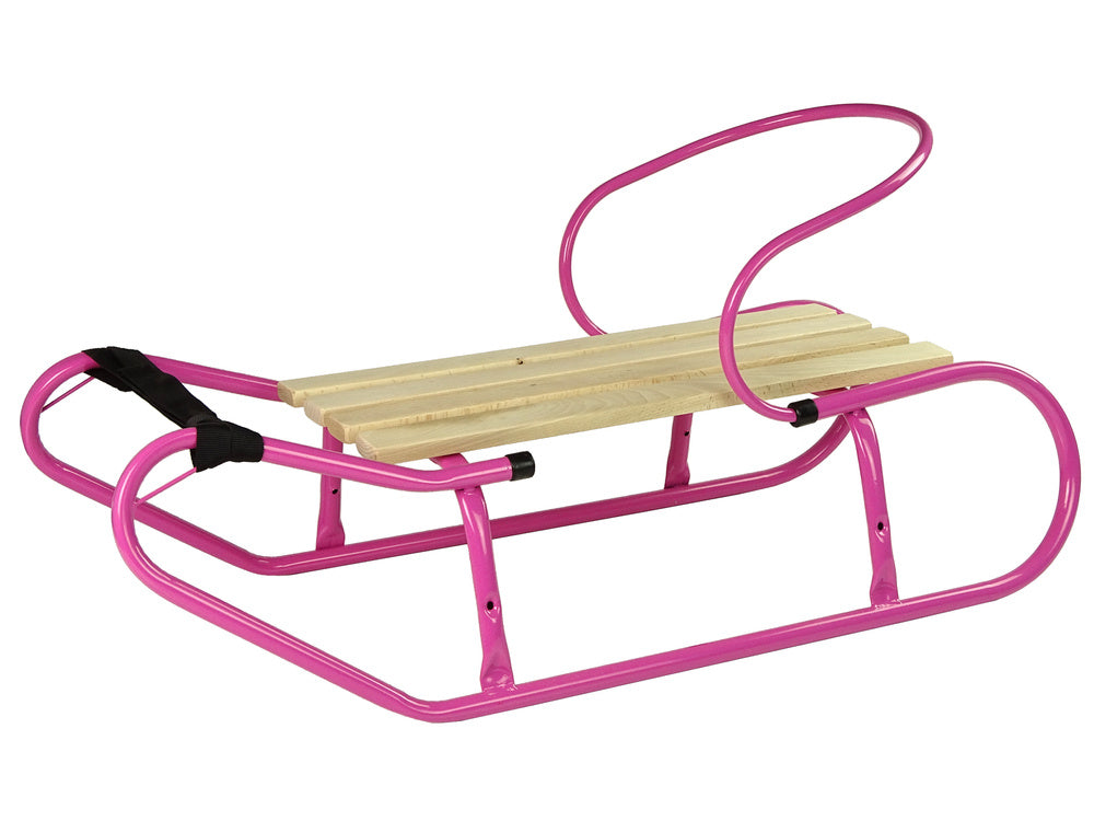 Metal Sled with Backrest Strap Pink