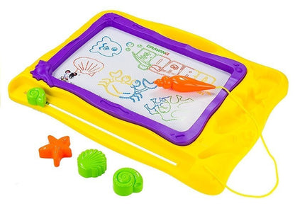 Blackboard with Stamps and Colorful Background