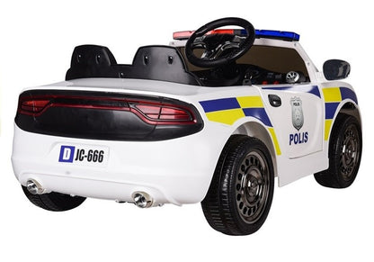 Police Electric Ride-On Car - White