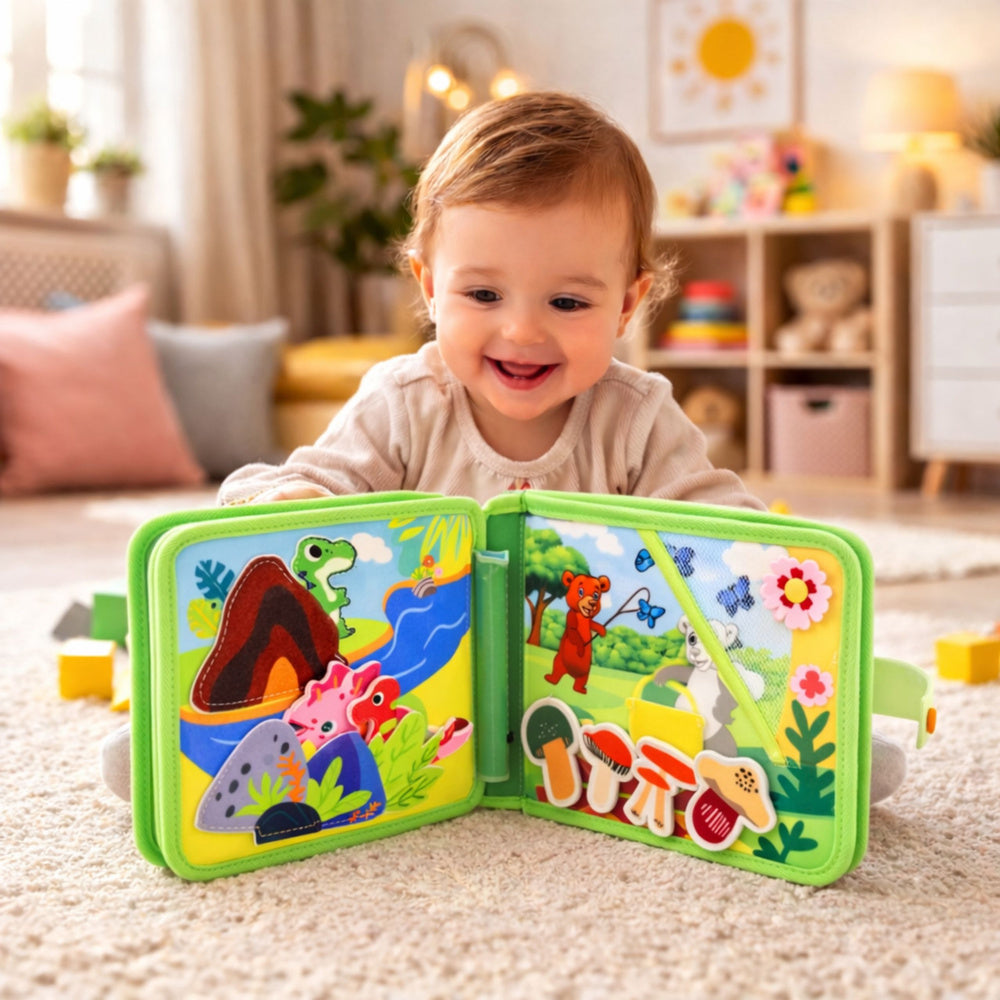 3D filcová senzorická edukační knížka Divoká zvířata