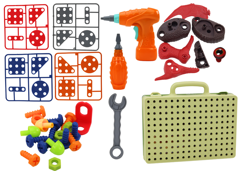 3D puzzle dinosaurus s vrtačkou – stavebnice s nářadím