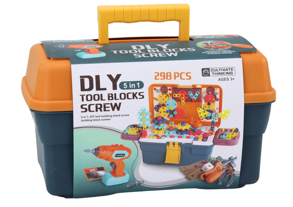 3D puzzle stavebnice s vrtačkou – DIY konstrukce v kufříku