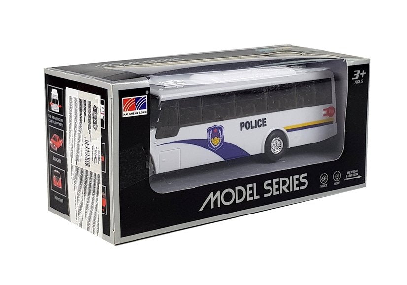 Police Bus Die Cast Model White with Lights