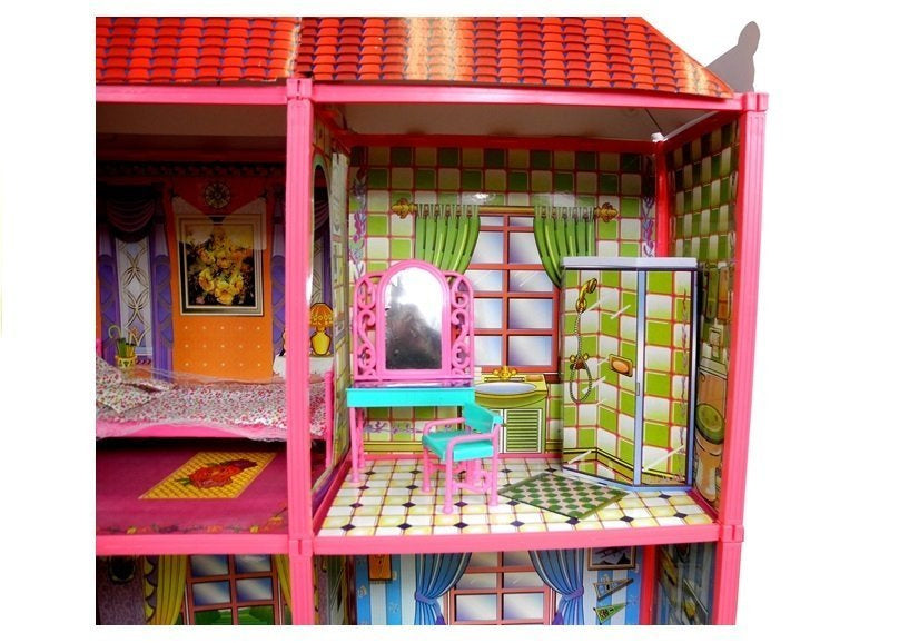 Dolls' House - Large Villa with Furniture + FREE DOLL