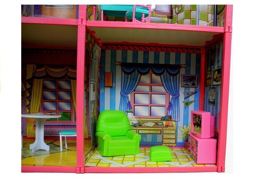 Dolls' House - Large Villa with Furniture + FREE DOLL