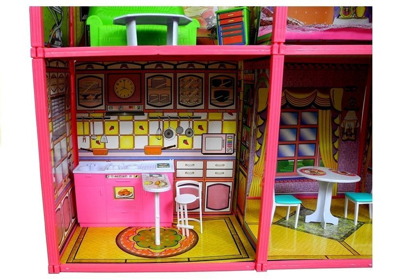 Dolls' House - Large Villa with Furniture + FREE DOLL