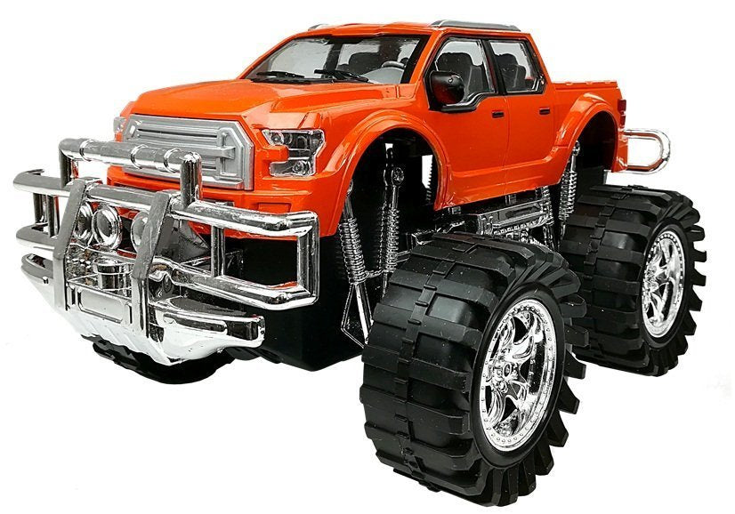 Set of Vehicles Orange Monster Truck Red BMW Caravan 58 cm
