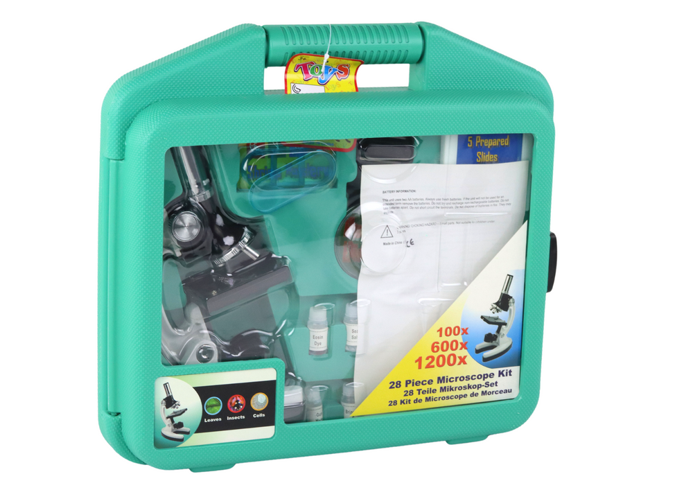 Children's Microscope in a Carrying Case Educational Scientist 28 Elements 300x 600x 1200x