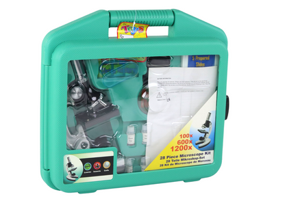 Children's Microscope in a Carrying Case Educational Scientist 28 Elements 300x 600x 1200x