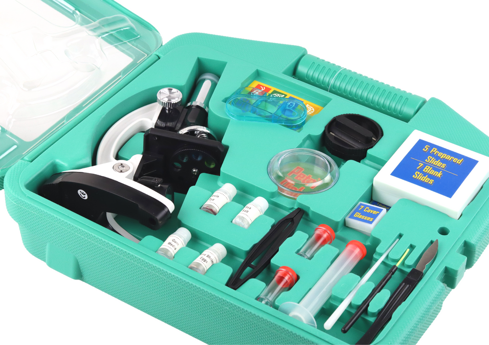 Children's Microscope in a Carrying Case Educational Scientist 28 Elements 300x 600x 1200x