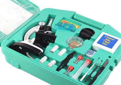 Children's Microscope in a Carrying Case Educational Scientist 28 Elements 300x 600x 1200x