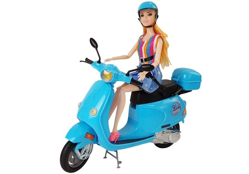 Doll Scooter Helmet Long Hair Pink Set