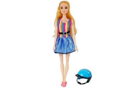 Doll Scooter Helmet Long Hair Pink Set
