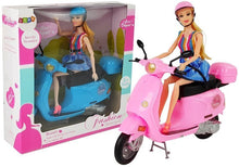 Doll Scooter Helmet Long Hair Pink Set