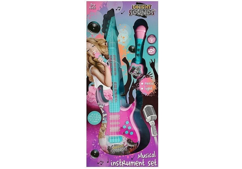 Guitar With Microphone Karaoke Set Lights Sounds