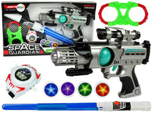 Sada vesmírného bojovníka s laserovým mečem a pistolí