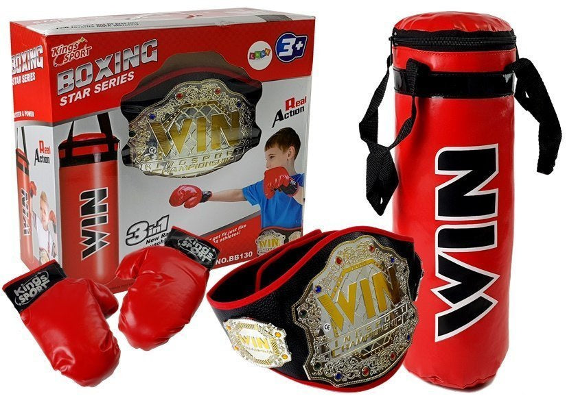 Boxerský set s pytlem, rukavicemi a pásem vítěze
