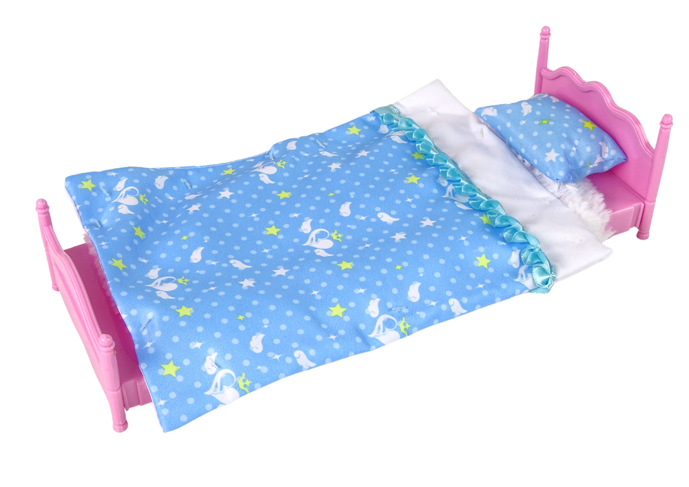 Doll + Furniture Set Bed Wardrobe Dressing table