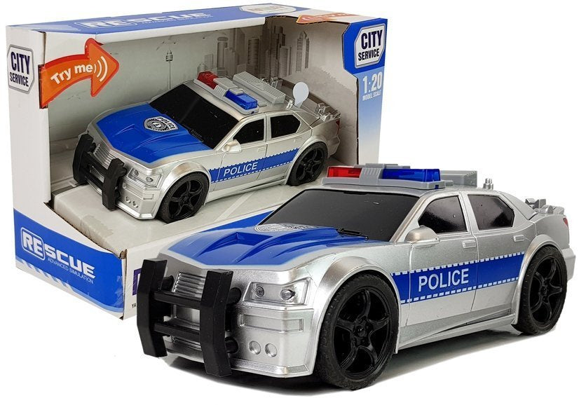 Police Car 1:20 drivetrain friction drive sound Light effects Silver