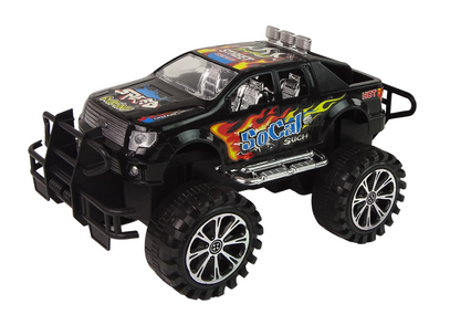 Set terénního auta s bagrem a tahačem – s frikčním pohonem