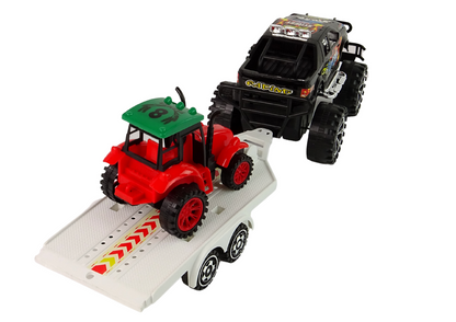 Set terénního auta s bagrem a tahačem – s frikčním pohonem