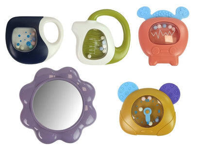 Hrací deka s pianinkem, chrastítky a zrcátkem – růžová