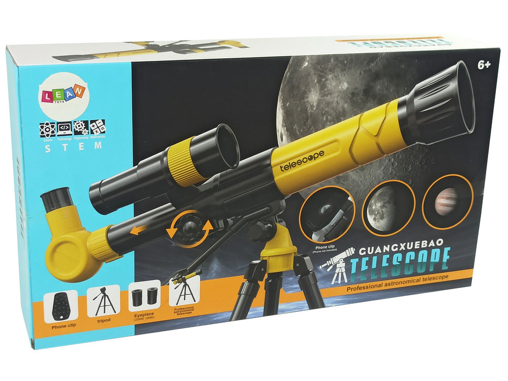 Scientific Educational Telescope With Yellow A  Phone Holder