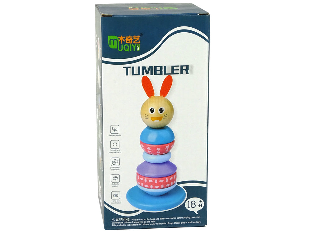 Wooden Educational Pyramid Dog with Hat Balancing Tower