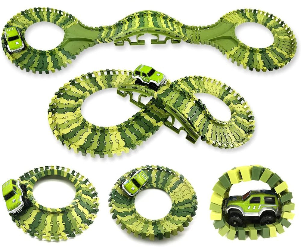 Autodráha s dinosaury – 240 dílů, elektrické auto a figurky