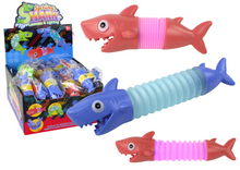 Antistresový žralok LED Pop Tube – svítící hračka na roztahování