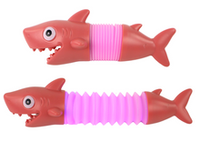Antistresový žralok LED Pop Tube – svítící hračka na roztahování