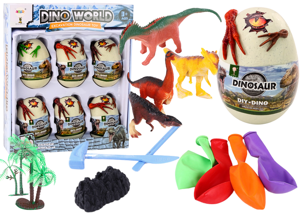 Archeologická sada ledová vejce s dinosaury 6 ks s nářadím