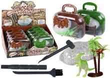 Archeologická sada s dinosaury – nástroje a fosilie v kufříku