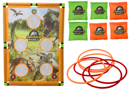 Arkádová hra Hod worečkem a obručí 2v1 s dinosaury